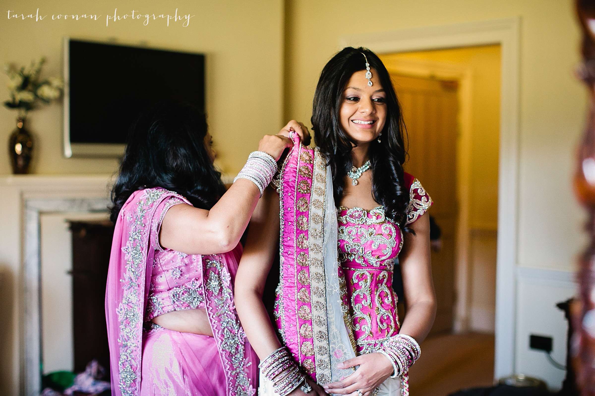 pink beaded indian wedding dress