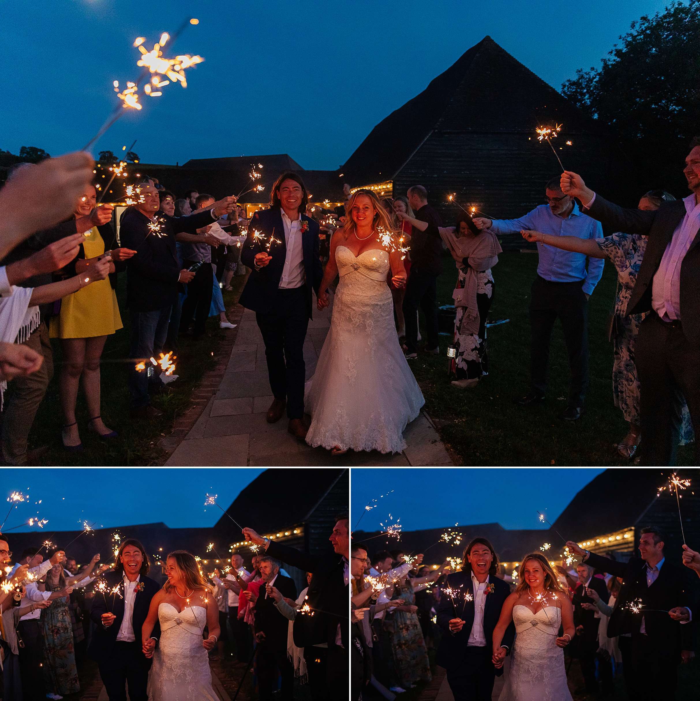 gote barn wedding sparklers